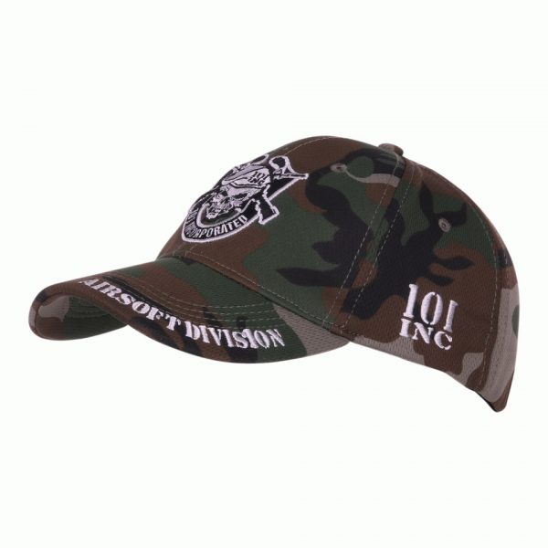 BASEBALL CAP 101 INC AIRSOFT DIVISION WOODLAND Baseball cap van 100% polyester. <div class="colordesc">Woodland</div> <div class="colorimg"></div>