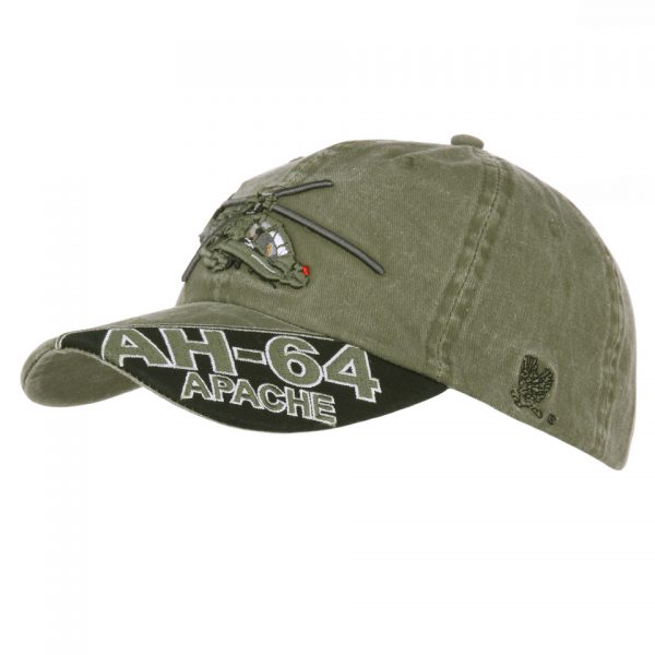 BASEBALL CAP AH 64 APACHE STONE WASHED Baseball cap van 100% katoen stone washed De cap is verstelbaar en heeft een print op de voorzijde van de cap. <div class="colordesc">Groen</div>