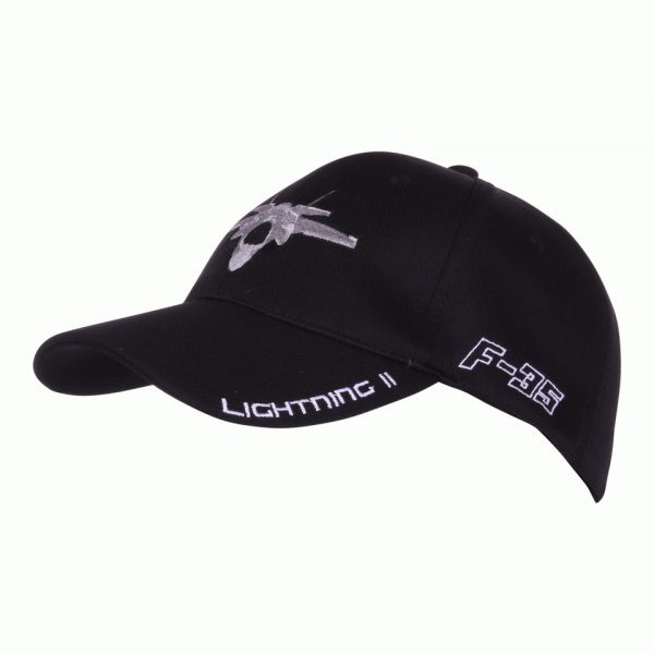 BASEBALL CAP F 35 LIGHTNING II Baseball cap van 100% polyester. <div class="colordesc">Zwart</div>