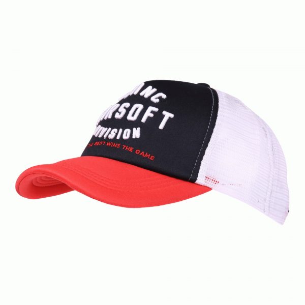 BASEBALL CAP MESH 101 INC 5 Baseball cap van katoen/polyester met aan de achterzijde mesh De cap is verstelbaar en heeft een print op de voorzijde van de cap.