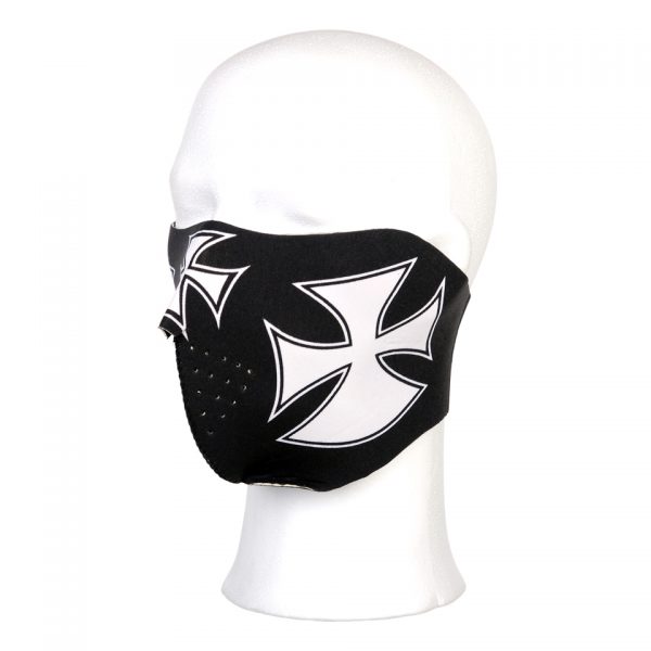 BIKER MASK HALF FACE MALTEZER CROSS 111 Biker mask half face gemaakt van elastisch neopreen en is hitte- en warmtebestendig! Klittenbandsluiting.