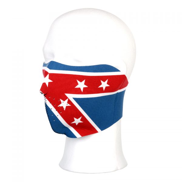 BIKER MASK HALF FACE REBEL 112 Biker mask half face gemaakt van elastisch neopreen en is hitte- en warmtebestendig! Klittenbandsluiting.