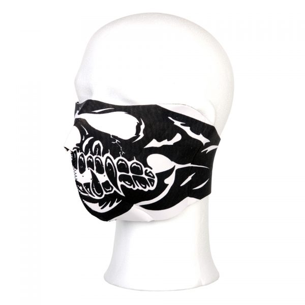 BIKER MASK HALF FACE SKULL BIG MOUTH 110 Biker mask half face gemaakt van elastisch neopreen en is hitte- en warmtebestendig! Klittenbandsluiting. &nbsp;