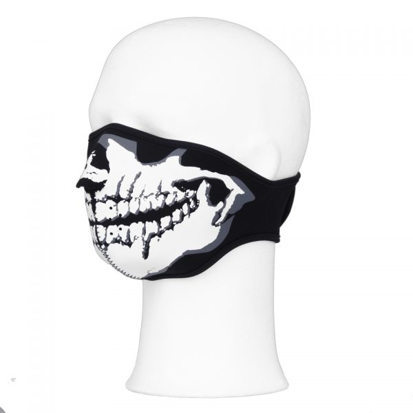BIKER MASK HALF FACE WHITE MOUTH 101 Biker mask half face gemaakt van elastisch neopreen en is hitte- en warmtebestendig! Klittenbandsluiting.