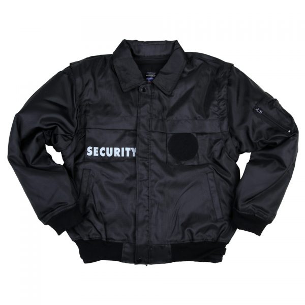 security3 Security jas Zwart van 100% nylon met afritsbare mouwen Zwart. <a title="Maattabel" href="https://dump.dev.newagents.nl/wp-content/uploads/2022/11/129505-Afrits-Jacket-Security-Maattabel.pdf" target="_blank" rel="noopener noreferrer"><button><span style="color: #ef471f; font-size: medium;"><strong>Maattabel</strong></span></button></a>