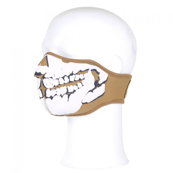 skull2 Gezichtsmasker gemaakt van 100% neopreen. Het masker bedekt kin, mond en neus. <div class="colordesc">Khaki</div>