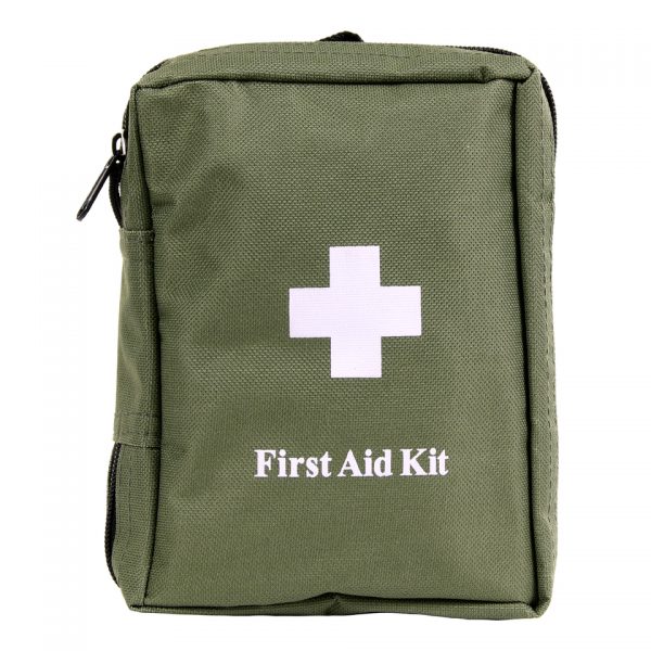 FIRST AID KIT MEDIC BAG First Aid Kit medic tas gemaakt van 100% nylon. <strong>Inhoud: </strong> <ul> <li>Watten staafjes 10 stuks</li> <li>Alcohol gedrenkte doekjes 4 stuks</li> <li>Schaar 1 stuk</li> <li>Plastic pincet 1 stuk</li> <li>Flexibele stof bandages 8 stuks</li> <li>Gaasjes 5 stuks</li> <li>Flexibele bandage 1 stuk</li> <li>Hechtpleister 1 stuk</li> <li>Latex handschoen 1 stuk</li> <li>7,5 cm gaasverband 7,5 cm 5 stuks</li> <li>5 cm gaasverband 5 cm 5 stuks</li> <li>Driehoekige bandages 2 stuks</li> <li>Veiligheids spelden 4 stuks</li> <li>Mond op mond beademings kapje 1 stuk</li> <li>Tas 1 stuk</li> </ul> <strong>Afmetingen:</strong> 14 x 20 x 5 cm <div class="colordesc">groen</div>