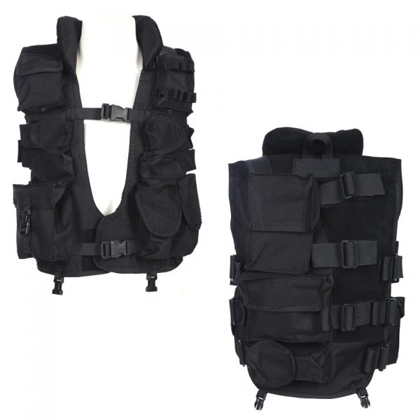 TACTICAL VEST MET KRAAG Tactical vest van 100% nylon. <div class="colordesc">zwart</div>
