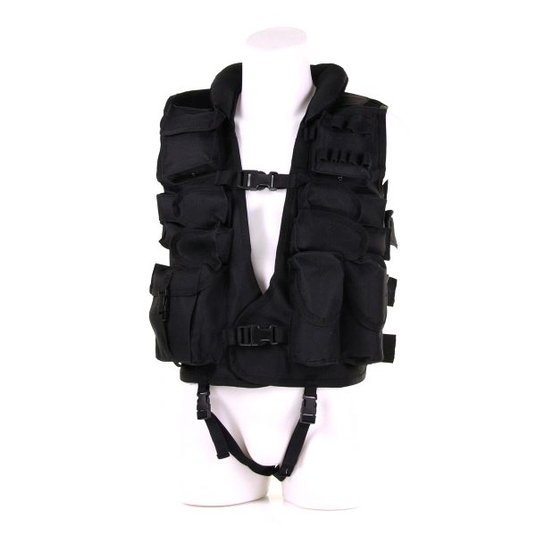 TACTICAL VEST MET KRAAG4 Tactical vest van 100% nylon. <div class="colordesc">zwart</div>