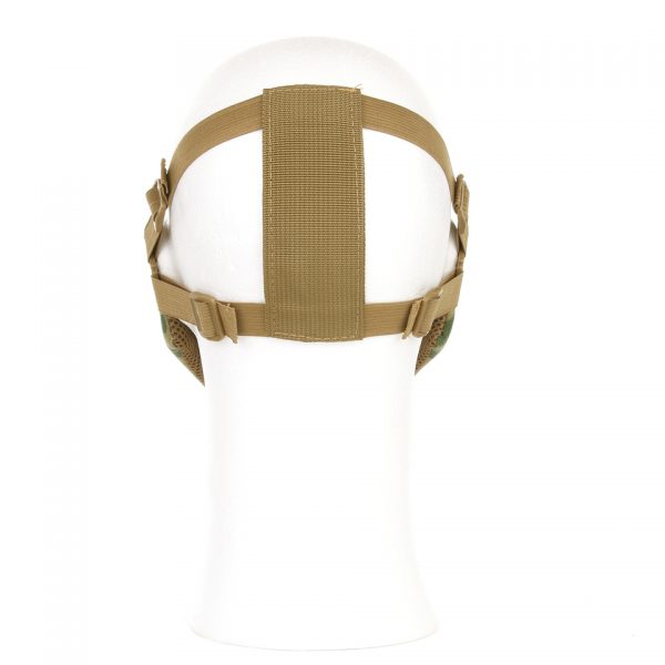 AIRSOFT FACE MASK NYLON MESH3 Stevig gezichts beschermingsmasker Woodland. Dit masker beschermt het gezicht tegen de munitie uit replica's. 101 inc. Materiaal: nylon met mesh ventilatie voor de mond.