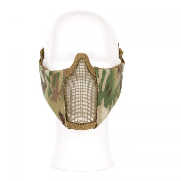 AIRSOFT FACE MASK NYLON MESH5 Stevig gezichts beschermingsmasker Woodland. Dit masker beschermt het gezicht tegen de munitie uit replica's. 101 inc. Materiaal: nylon met mesh ventilatie voor de mond.