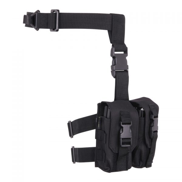 DROP LEG M4 MAG POUCH3 Het Drop Leg M4 Mag Pouch dijbeensysteem is ideaal voor tactische situaties. Met dubbele M4 houdertassen voor vier magazijnen, klittenband- en snelsluiting, en verstelbare banden voor optimaal comfort.