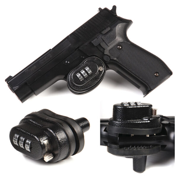 GEWEER PISTOOL SLOT MET CIJFERCODE e1669020570168 Om de combinatie te wijzigen op deze FOSCO Gun Trigger Lock, dien je de cijfers te verdraaien (combinatie is standaard ingesteld op 0-0-0 door de fabriek). Met de cijfertjes ingesteld op de standaard combinatie, beweeg je het chromen palletje omhoog of naar boven. Je kunt nu de 2 slot-helften uit elkaar trekken. Vervolgens moet u een pen het reset knopje dat aan de linkerkant van het slot zit, ingedrukt houden. Tegelijkertijd kiest via de cijfertjes een nieuwe combintatie. Zodra u de gewenste combinatie in heeft gesteld laat u de knop los en zal de nieuwe combinatie voor het slot actief zijn. <div class="colordesc">zwart</div>