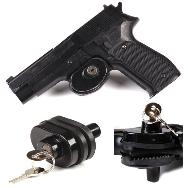 GEWEER PISTOOL SLOT MET SLEUTEL 1 Geweer / pistool slot met sleutel. Voor het vastzetten van de trekker. <div class="colordesc">zwart</div>