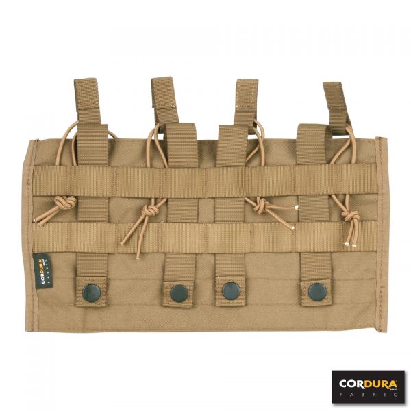 M4 POUCH VOOR 4 MAGAZIJNEN CORDURA LQ161714 Pouch voor M4 magazijnen gemaakt van Cordura Fabric. Voorzien van Molle over de gehele pouch om materialen aan te bevestigen. Plaats voor 4 magazijnen naast elkaar. Makkelijk te bevestigen aan riem/koppel. Kenmerken: - Cordura Fabric - Molle systeem - Voorzien van elastiek om magazijnen te borgen - Ruimte voor 4 magazijn Afmetingen: 16 x 29,5 x 5 cm. <div class="colordesc">coyote</div>