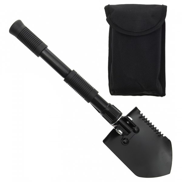 MINI KLAPSCHOP HOUWEEL Mini klapschop + houweel Zwart van 100% metaal. inclusief nylon hoes. <strong>Afmetingen:</strong> <ul> <li>Totale lengte: 41 cm</li> <li>Lengte schopblad : 13 cm</li> <li>Breedte schopblad: 9.5 cm</li> </ul>