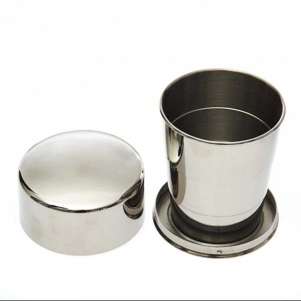 OPVOUWBARE BEKER RVS GROOT Opvouwbare beker van 100% RVS Inhoud: 150ml.
