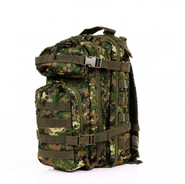 RUGZAK ASSAULT SMALL INHOUD 25 LITER7 De Rugzak Assault Small biedt 25 liter inhoud en diverse ritsvakken voor optimale organisatie. Gemaakt van duurzaam 100% polyester, is deze rugzak comfortabel en ideaal voor op vakantie of een dagje weg.