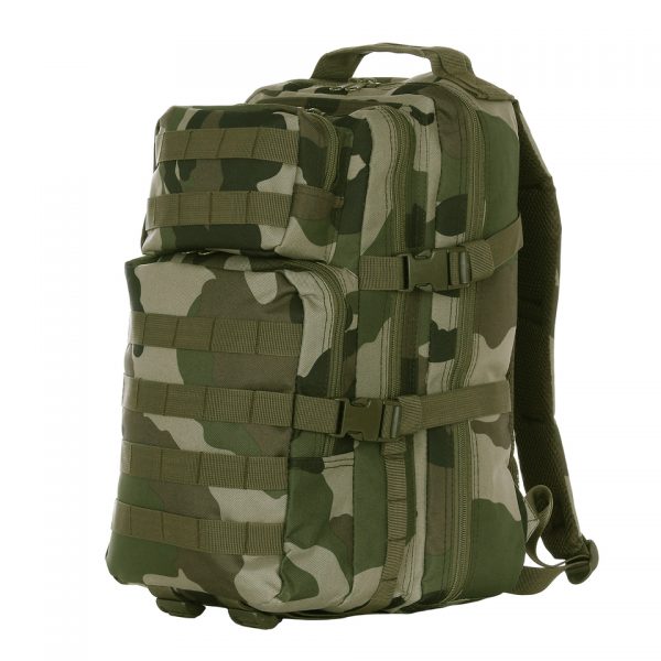 RUGZAK US ASSAULT LQ13168A2 Ontdek de 101 INC® US Assault Rugzak - een stoere daypack met 25 liter inhoud, ideaal voor dagtrips, school of woon-werkverkeer. Lichtgewicht met comfortabele padding, verstelbare draagstraps, Molle systeem, 4 ritsvakken, en laptopruimte. Gemaakt van duurzaam 100% polyester.