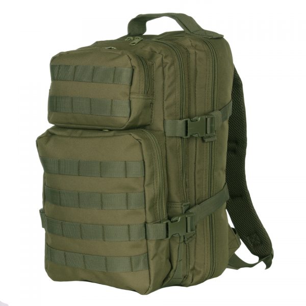 RUGZAK US ASSAULT LQ13168A6 Ontdek de 101 INC® US Assault Rugzak - een stoere daypack met 25 liter inhoud, ideaal voor dagtrips, school of woon-werkverkeer. Lichtgewicht met comfortabele padding, verstelbare draagstraps, Molle systeem, 4 ritsvakken, en laptopruimte. Gemaakt van duurzaam 100% polyester.