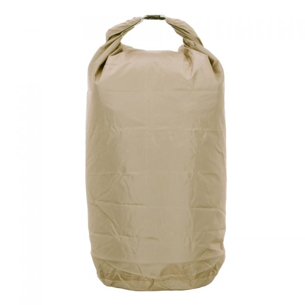 WATERZAK GROOT3 Lichtgewicht waterzak khaki gemaakt van 100% PVC materiaal. Voorzien van stevige flexibele band welke beschikt over een handig kliksysteem om de tas waterdicht te maken. Door het PVC materiaal en het oprol-klik systeem kan de tas waterdicht gemaakt worden. Makkelijk mee te nemen door het compacte formaat en hierdoor perfect tijdens outdooractiviteiten waar water bij te pas komt. <strong>Materiaal:</strong> 100% PVC <strong>Afmeting:</strong> Ø42 x 87 cm <strong>Liters (max):</strong> 120 liter