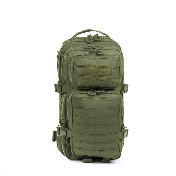 LASERCUT 1 DAY ASSAULT RUGZAK CORDURA LQ1617311 De Lasercut 1-day assault rugzak Cordura LQ16173 is een compacte en stevige rugzak, ideaal voor een dagje weg, school, of outdooractiviteiten zoals airsoft. Gemaakt van hoogwaardig Cordura Fabric, biedt deze rugzak duurzaamheid en slijtvastheid. De lasercut Molle-uitsparingen maken het eenvoudig om extra accessoires en pouches te bevestigen.