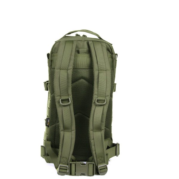 LASERCUT 1 DAY ASSAULT RUGZAK CORDURA LQ161739 De Lasercut 1-day assault rugzak Cordura LQ16173 is een compacte en stevige rugzak, ideaal voor een dagje weg, school, of outdooractiviteiten zoals airsoft. Gemaakt van hoogwaardig Cordura Fabric, biedt deze rugzak duurzaamheid en slijtvastheid. De lasercut Molle-uitsparingen maken het eenvoudig om extra accessoires en pouches te bevestigen.