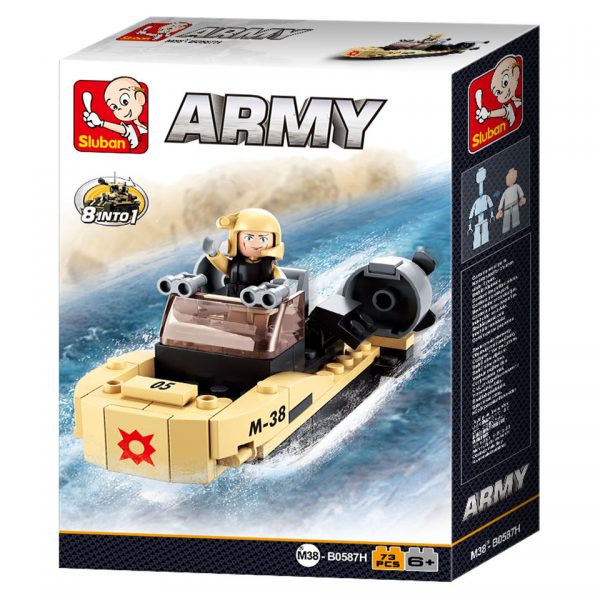 SLUBAN ASSAULT BOAT M38 B0587H 160821 Sluban bouwstenen: het nieuwe speelgoedmerk met degelijke, duurzame plastic bouwstenen, kunststof blokjes en figuren met voordelige prijzen en ze passen gewoon op andere merken bouwstenen!