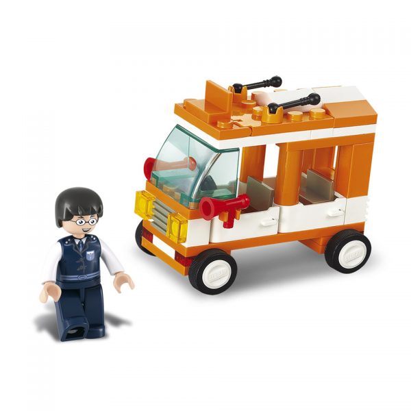 SLUBAN MINIBUS M38 B0179 16142 Sluban bouwstenen: het nieuwe speelgoedmerk met degelijke, duurzame plastic bouwstenen, kunststof blokjes en figuren met voordelige prijzen en ze passen gewoon op andere merken bouwstenen!
