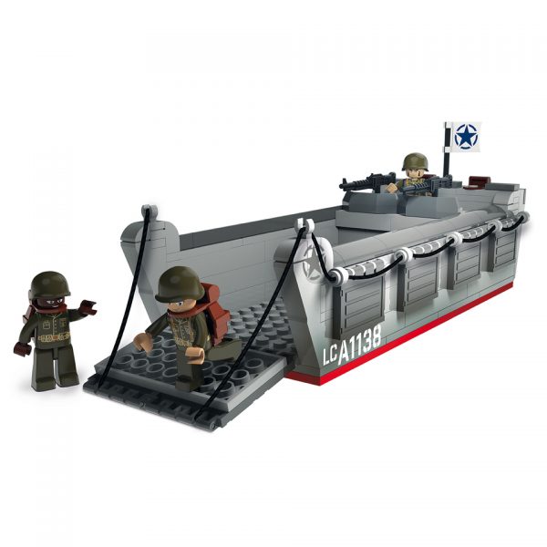 SLUBAN WWII LANDING CRAFT ASSAULT M38 70070 Sluban bouwstenen: het nieuwe speelgoedmerk met degelijke, duurzame plastic bouwstenen, kunststof blokjes en figuren met voordelige prijzen en ze passen gewoon op andere merken bouwstenen!