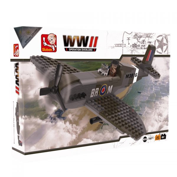SLUBAN WWII SUPERMARINE SPITFIRE M38 700711 Sluban bouwstenen: het nieuwe speelgoedmerk met degelijke, duurzame plastic bouwstenen, kunststof blokjes en figuren met voordelige prijzen en ze passen gewoon op andere merken bouwstenen!