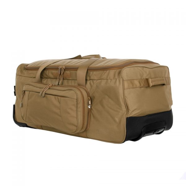 TROLLEY CONTRACTOR5 Trolley Contractor tas gemaakt van Cordura Nylon. Voorzien van Telescopische trekstang. Deze trolley is gemaakt van sterk en duurzaam materiaal. De trolley is voorzien van een afritsbare opbergzak aan de zijkant. <strong>Afmeting: </strong>80 X 45 X 38 cm coyote