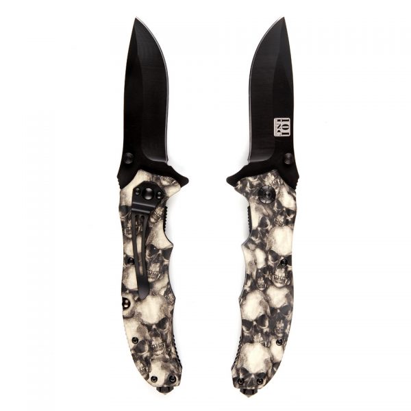 MES SKULL CLIP 016943 9108 Mes skull + clip van 100% metaal met glas breker. <div class="colordesc">zwart</div> <div> <h4><span style="color: #ff0000;"><strong>Messen en bijlen versturen wij altijd met leeftijdscheck 18+!</strong></span></h4> </div>