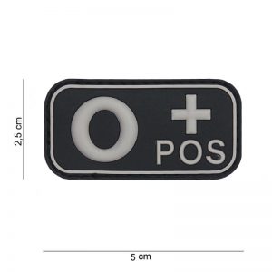 Embleem 3D PVC bloedgroep O+ positief zwart #11179