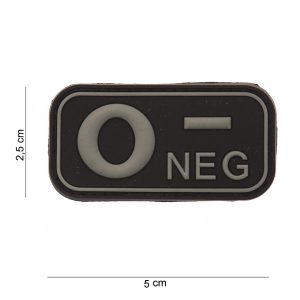 Embleem 3D PVC bloedgroep O- negatief zwart #11174