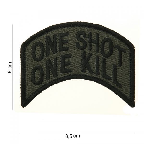 EMBLEEM STOF ONE SHOT ONE KILL MET KLITTEBAND 11401 1051 Embleem met tekst/afbeelding van stof.
