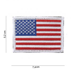 Embleem stof vlag USA witte rand met klittenband #1010