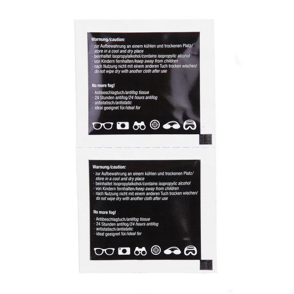 256202 SwissEye Fog Stop doosje a 30 stuks3 Deze anti condens doekjes helpt het voorkomen van condens aanslag bij transpireren (zweten). * Anti condens tissue * 24 uur anti condens bestand * Antistatisch * Ideaal voor bril, camera's, verrekijker, enz. ...