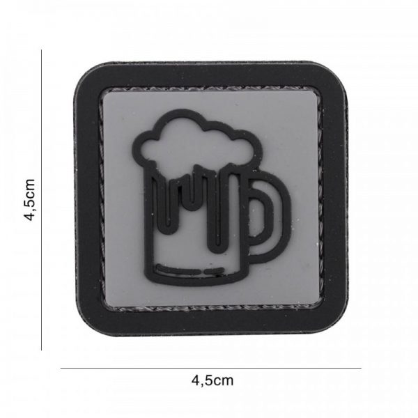 444130 7265 Embleem 3D PVC Bier grijs 7099 Embleem PVC met klitteband aan de achterzijde.