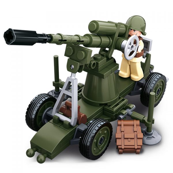 SLUBAN WWII ALLIED ANTIAIRCRAFT GUN M38 B0678C 16107 Sluban bouwstenen: het nieuwe speelgoedmerk met degelijke, duurzame plastic bouwstenen, kunststof blokjes en figuren met voordelige prijzen en ze passen gewoon op andere merken bouwstenen!