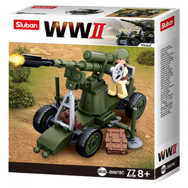 SLUBAN WWII ALLIED ANTIAIRCRAFT GUN M38 B0678C 161071 Sluban bouwstenen: het nieuwe speelgoedmerk met degelijke, duurzame plastic bouwstenen, kunststof blokjes en figuren met voordelige prijzen en ze passen gewoon op andere merken bouwstenen!