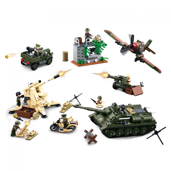 SLUBAN WWII BATTLE OF KURSK M38 B0697 16073 Sluban bouwstenen WWII BATTLE OF KURSK: het nieuwe speelgoedmerk met degelijke, duurzame plastic bouwstenen, kunststof blokjes en figuren met voordelige prijzen en ze passen gewoon op andere merken bouwstenen!