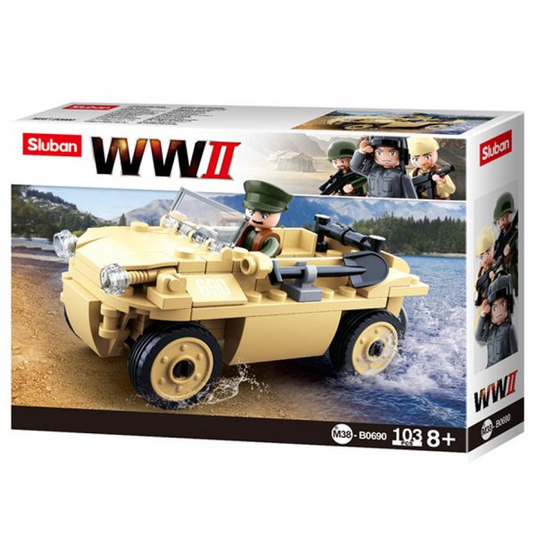 SLUBAN WWII GERMAN AMPHIBIOUS VEHICLE M38 B0690 161181 Sluban bouwstenen: het nieuwe speelgoedmerk met degelijke, duurzame plastic bouwstenen, kunststof blokjes en figuren met voordelige prijzen en ze passen gewoon op andere merken bouwstenen!
