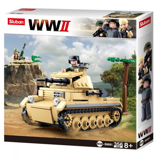 SLUBAN WWII SMALL GERMAN TANK M38 B0691 160961 Sluban bouwstenen: het nieuwe speelgoedmerk met degelijke, duurzame plastic bouwstenen, kunststof blokjes en figuren met voordelige prijzen en ze passen gewoon op andere merken bouwstenen!