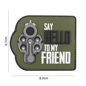 Embleem 3D PVC Say hello to my friend groen #6121