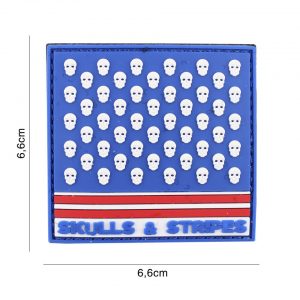 Embleem 3D PVC Skulls & Stripes vierkant #6143