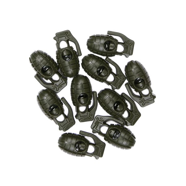 111259450 Tactical cord stopper handgranaat set 10 st.1 Tactical cord stoppers gemaakt van 100% kunststof. Afmetingen: 30 x 15mm Geschikt voor koord tot 6 mm dik. <div class="colordesc">Ranger Green</div>