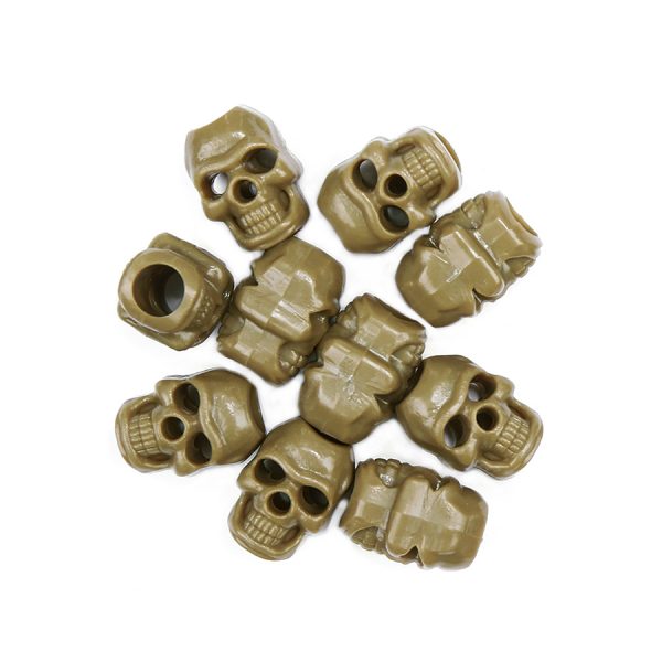 111259451 Tactical cord stopper skull set 10 st. Tactical cord stoppers gemaakt van 100% kunststof. Afmetingen: 18 x 12mm Geschikt voor koord tot 6 mm dik. <div class="colordesc">Coyote</div>