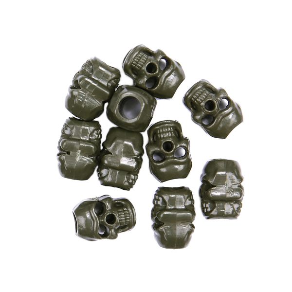 111259451 Tactical cord stopper skull set 10 st.1 Tactical cord stoppers gemaakt van 100% kunststof. Afmetingen: 18 x 12mm Geschikt voor koord tot 6 mm dik. <div class="colordesc">Ranger Green</div>