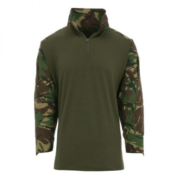 131400 Tactical shirt UBAC british camouflage <big>Tactical shirt British Camo van 65% Polyester / 35% Katoen Ripstop en 100% Polyester.</big> <strong>Kenmerken:</strong> <ul> <li><big>Under Body Armour Combat Shirt, gemaakt voor het dragen onder het balistisch vest.</big></li> <li><big>Optimaal draag comfort, de armen zijn als een normale gevechtsjas opgemaakt van 50/50 NyCo Rip Stop en als extra voorzien van versterkte ellebogen.</big></li> <li><big>2 opgezette armzakken met Velcro vlakken en opbergzak met ritssluiting.</big></li> <li><big>Versterkte elleboogvlakken. </big></li> <li><big>Contour ontworpen polsen met Velcro sluiting.</big></li> </ul>